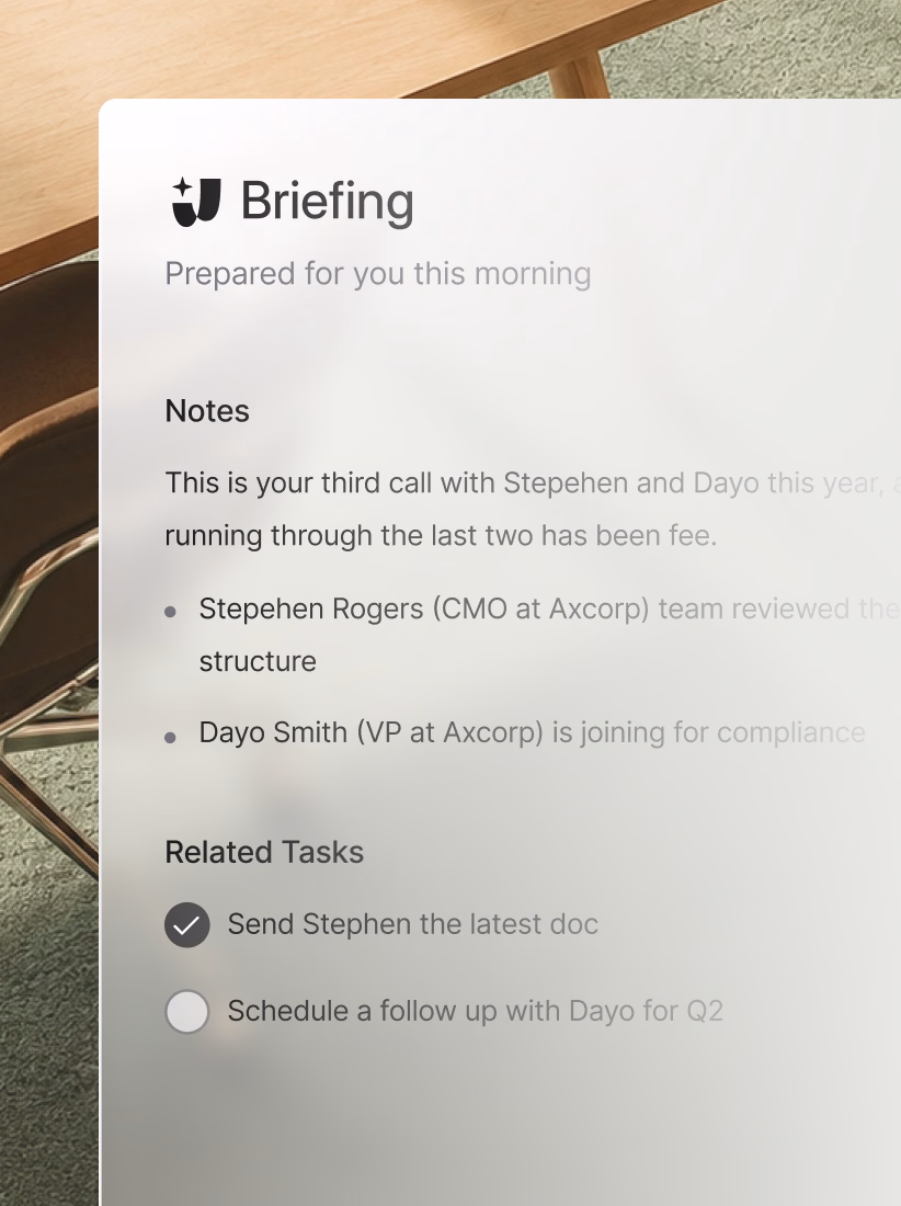 A Jamie briefing with notes and related tasks