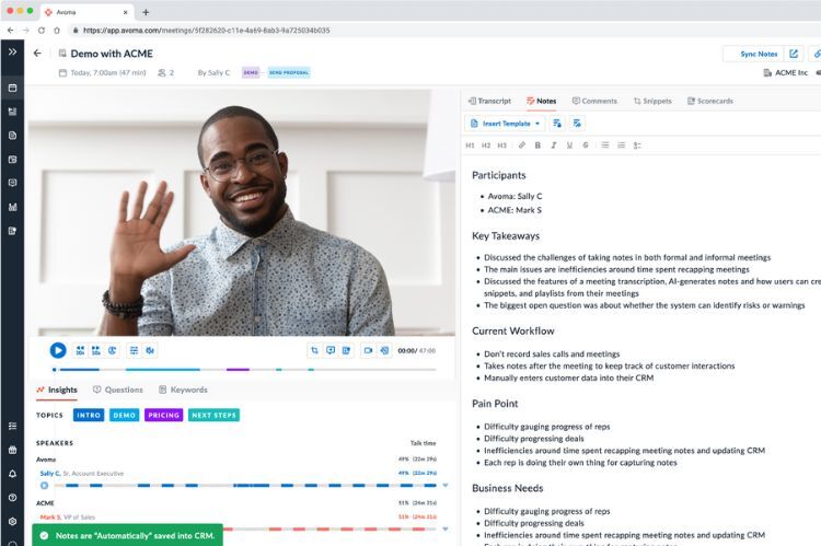 Advancing Avoma's Generative AI capabilities powered by GPT-4 | meeting minutes software