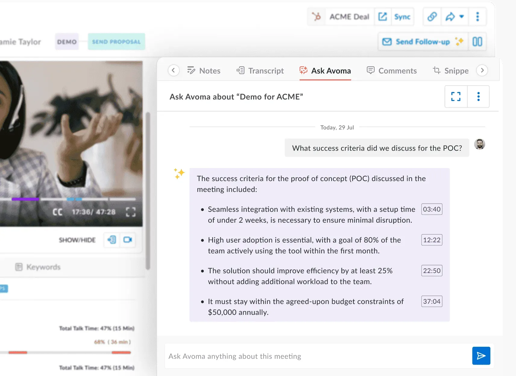 Avoma — AI Platform for Note-taking, Scheduling & Coaching