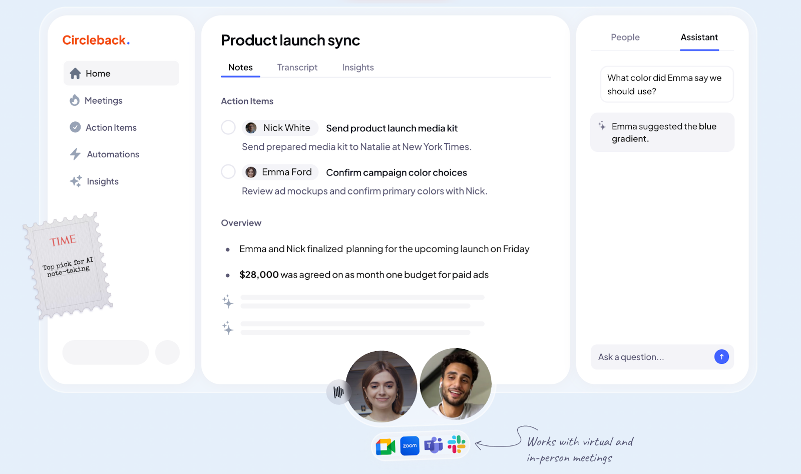 Circleback AI notetaker | bot-free notetakers for microsoft teams
