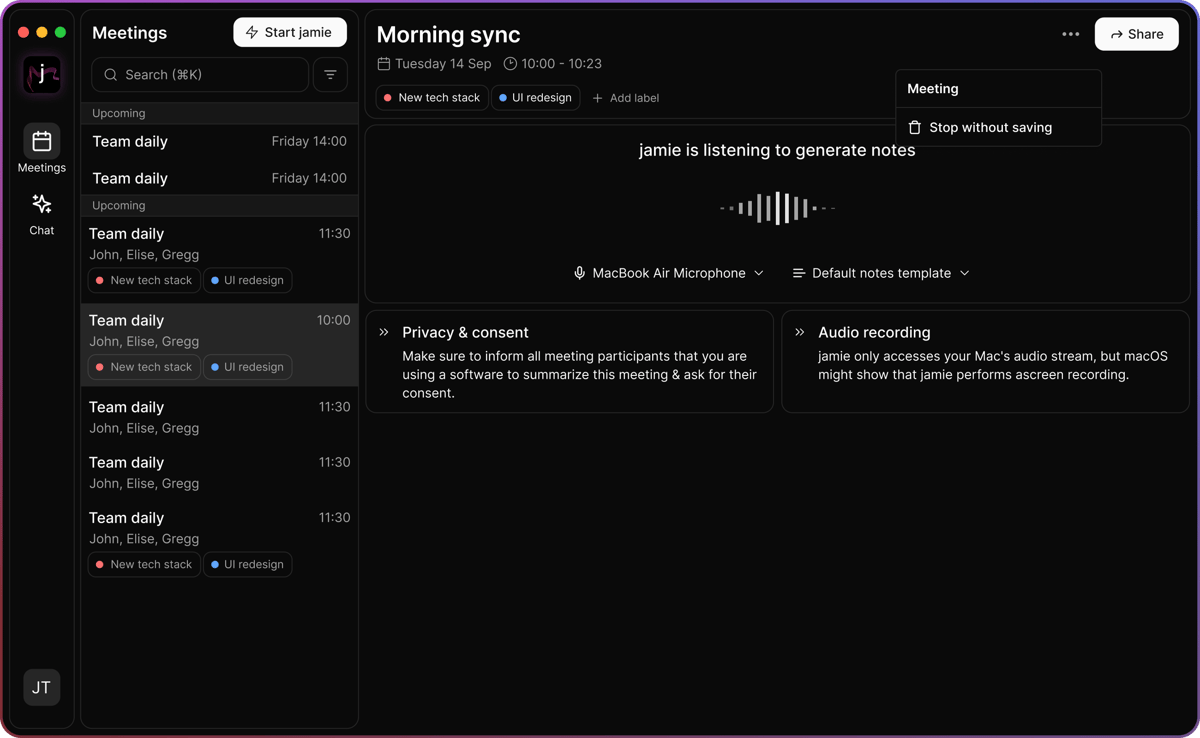 Enjoy bot-free meetings, online or offline!
