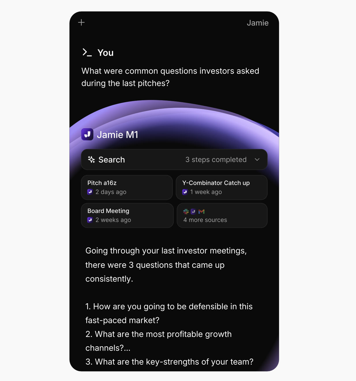 Get answers related to your meetings with Jamie’s Sidebar