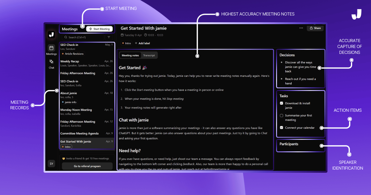 Jamie's Features | Meeting Transcription & AI-Generated Notes | Gong Vs Fathom
