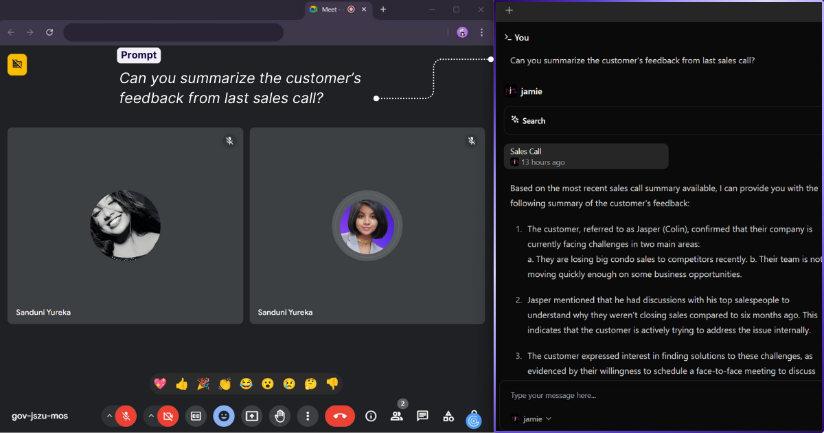 Sidebar | Jamie's ai chat function | Otter ai vs Descript Vs Jamie