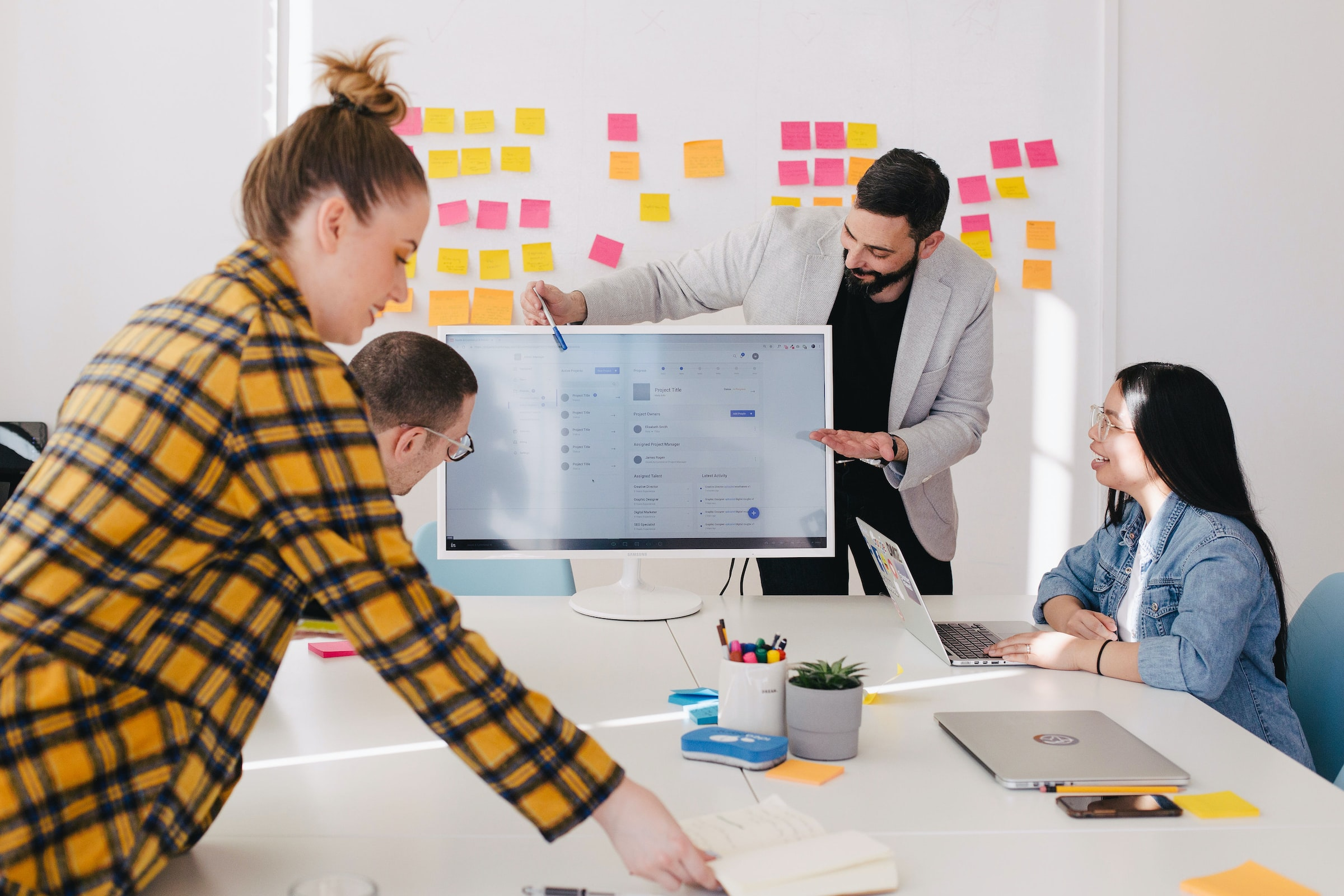 This is an image showing a team working together