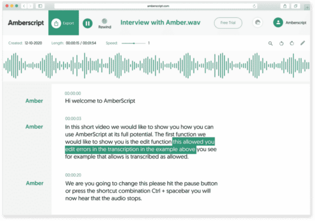 amberscript dashboard