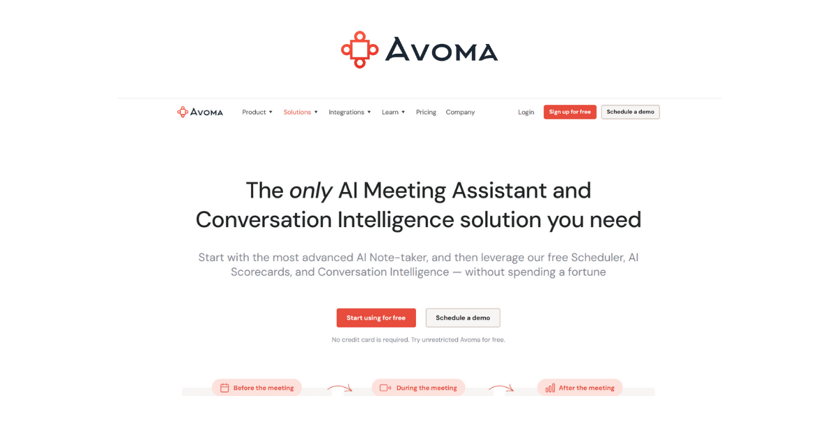 avoma landing page ai note taker