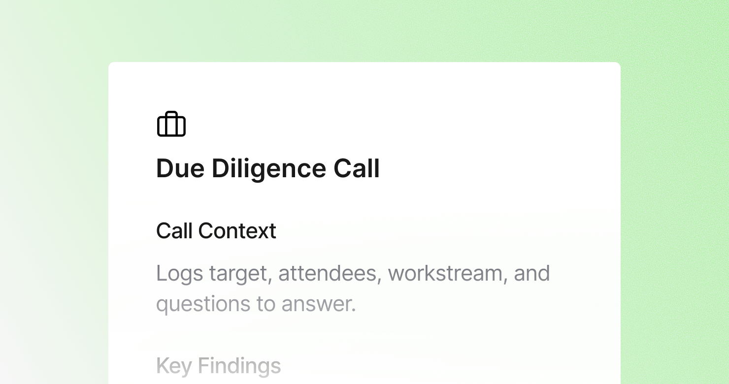Due Diligence Call Template
