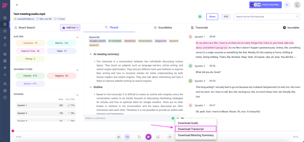 fireflies ai transcription software for windows