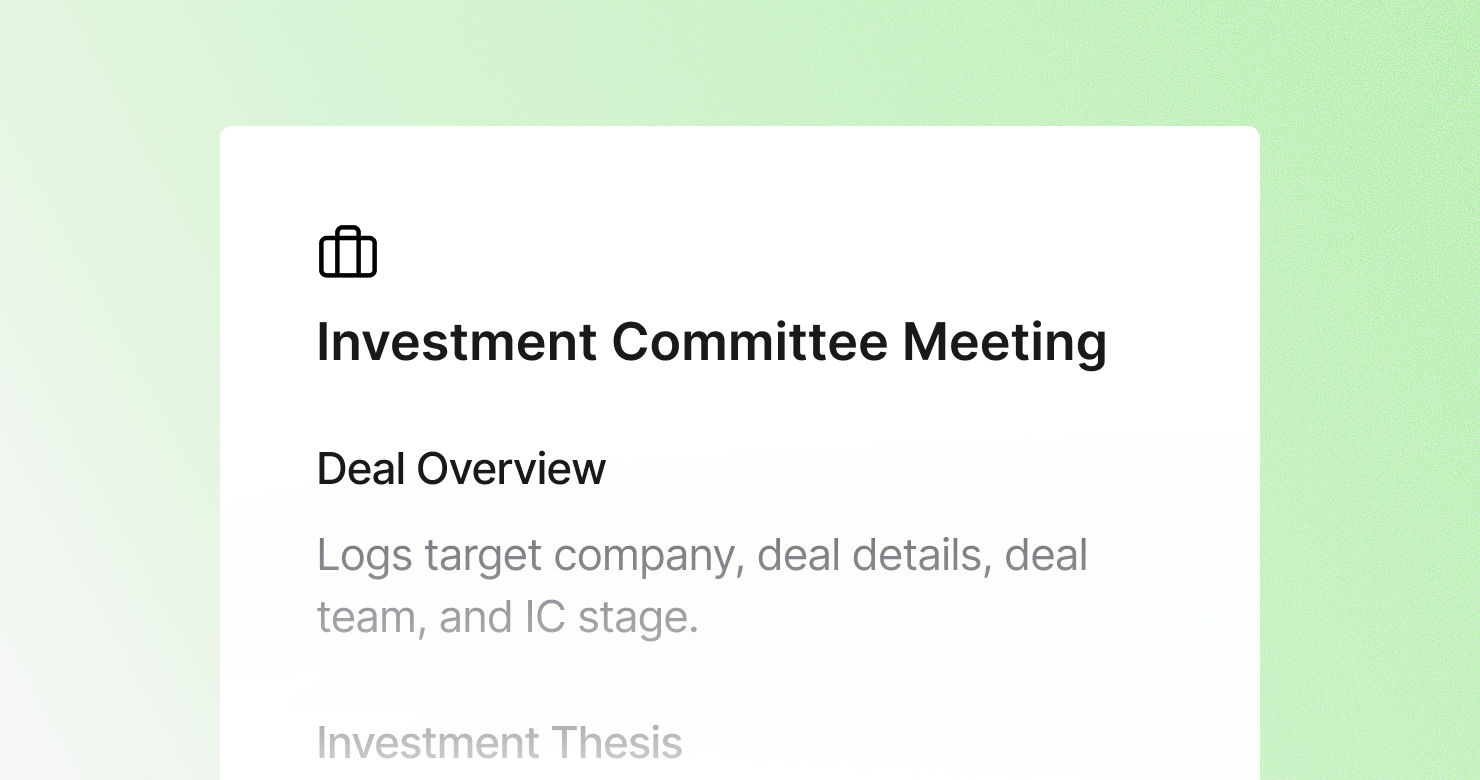 Investment Committee Meeting Template