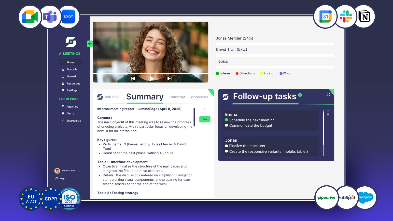 Leexi dashboard
