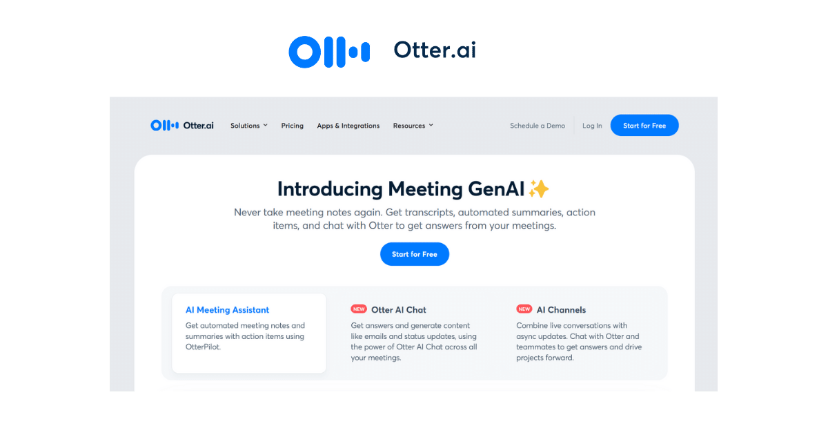 otter ai landing page - review