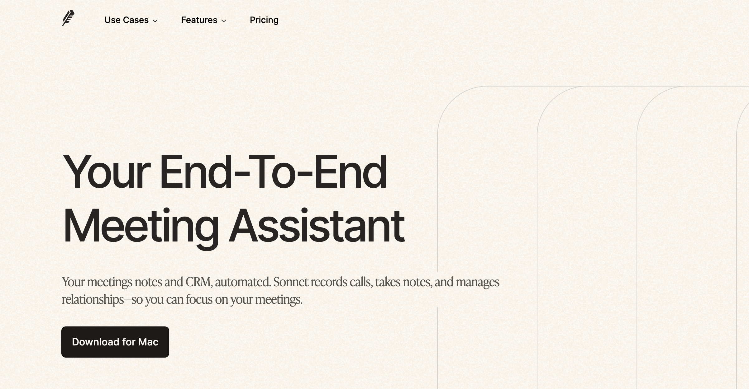 sonnet ai meeting notes landing page