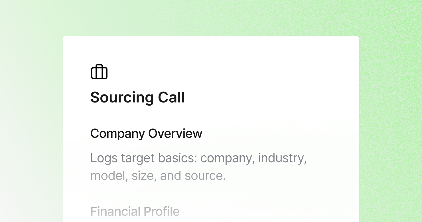 Sourcing Call Template