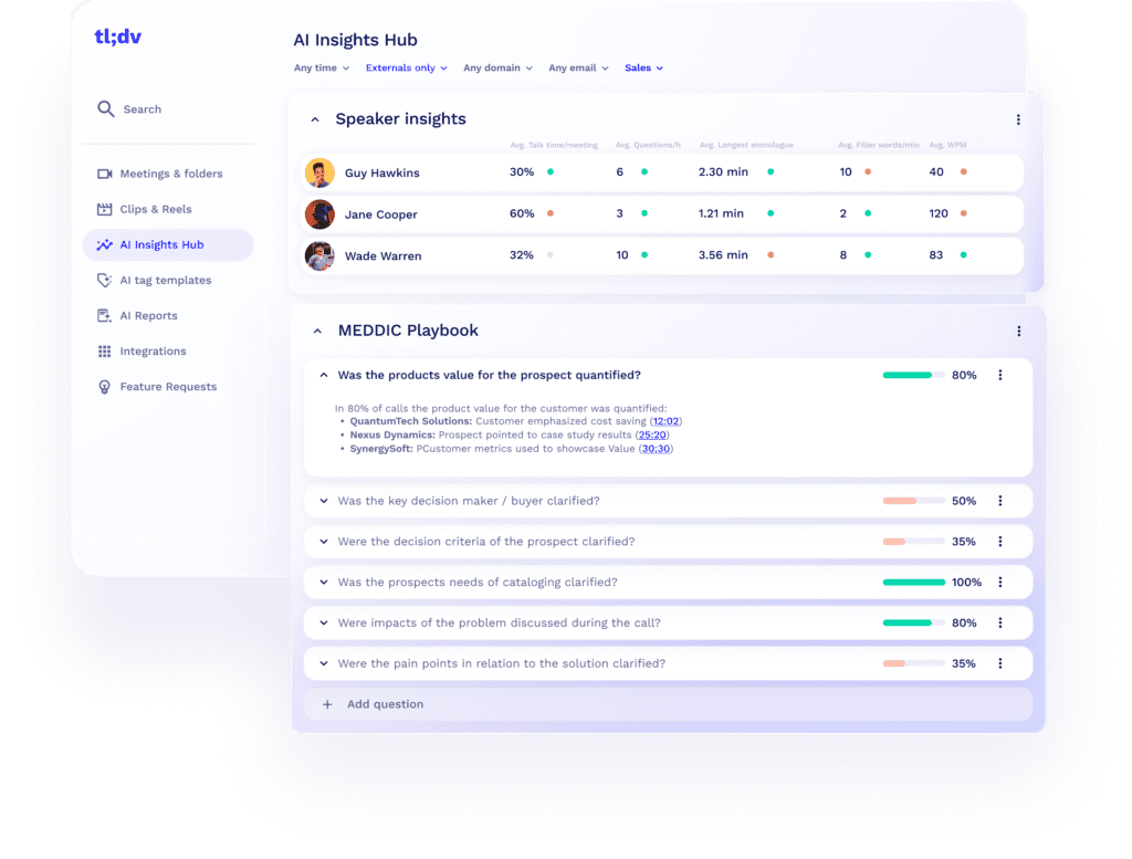 tl;dv dashboard | fireflies alternatives for enterprise